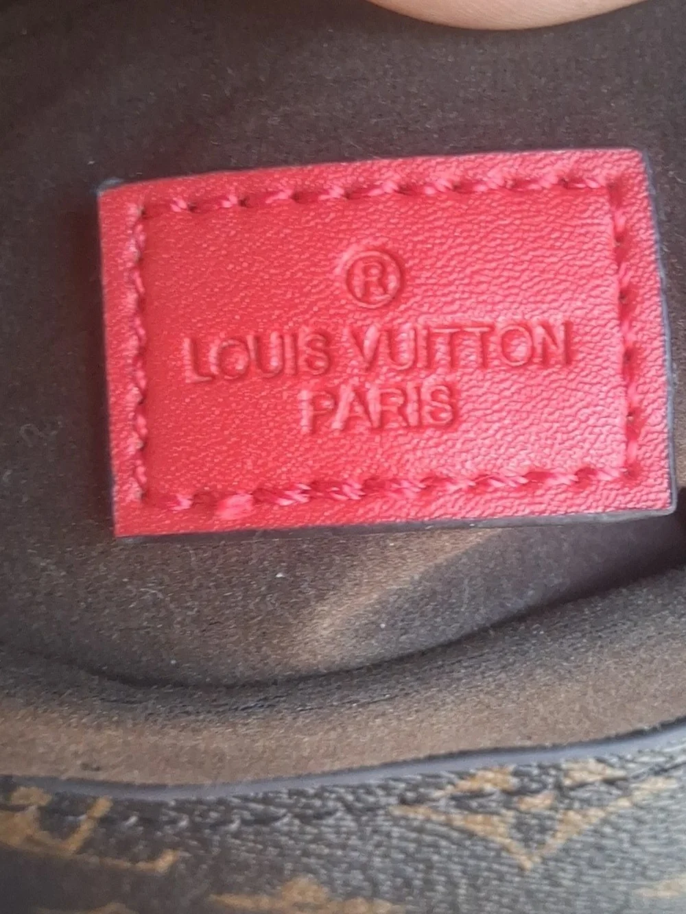 Louis Vuitton Monogram Canvas Brown Shoulder Bag with Red Braided Handle